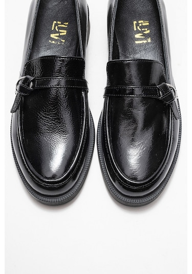 Galea Siyah Rugan Tokalı Hakiki Deri Kadın Loafer Ayakkabı SİYAH RUGAN