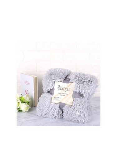 Gri Battaniye Suni Kürk Battaniye Yatak Battaniyesi Shaggy Polyester Sıcak Tutma S