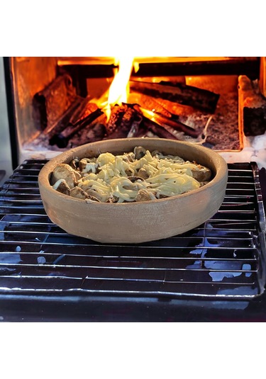 Toprak Mantar Güveci 22 x 4 CM Kahverengi