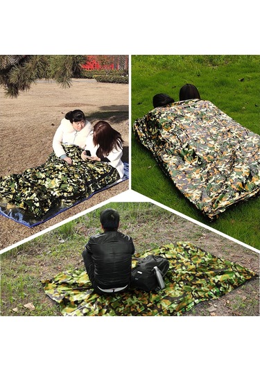 1-2 Kişilik Acil Uyku Tulumu, Hafif, Su Geçirmez Ve Sıcak Tutar Renk B Haki