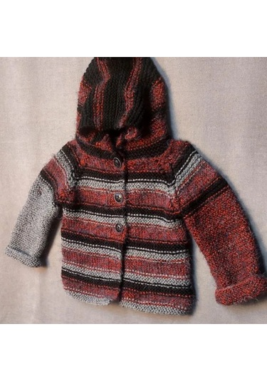 Uretti - Talia 8659 - 3988 El Örgüsü Kapüşonlu Erkek Çocuk Hırka - 1 Yaş Çok Renkli