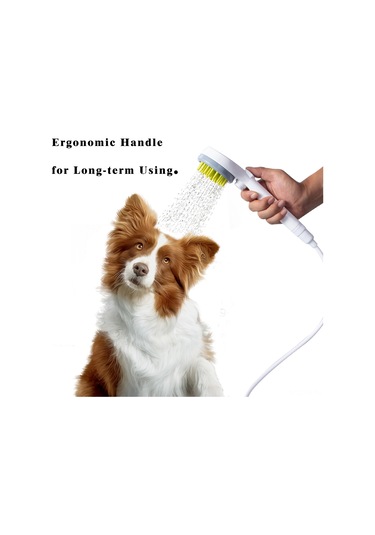 Yunboo Köpek Ve Kedi Duşu, Masajlı搓澡 Fonksiyonu, Gri Renkli, Abs+silikon Malzeme, 2m Hortum Ve Adaptörler İçeren Gri