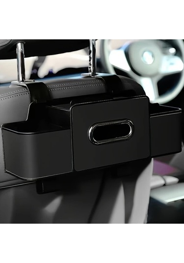 Chuangyinshop Black Araba Koltuğu Arkası Organizer Peçetelik Ve Ayarlanabilir Kancalar Çift Katlı Tasarım Uzun Yolculuklar İçin