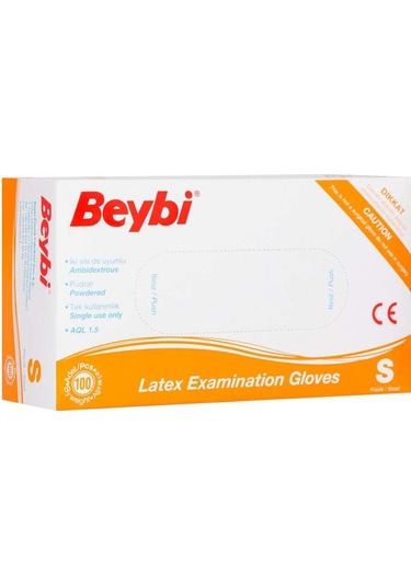 Beybi Lateks Pudralı (S) Small Beden Muayene Eldiven 100Lü Paket