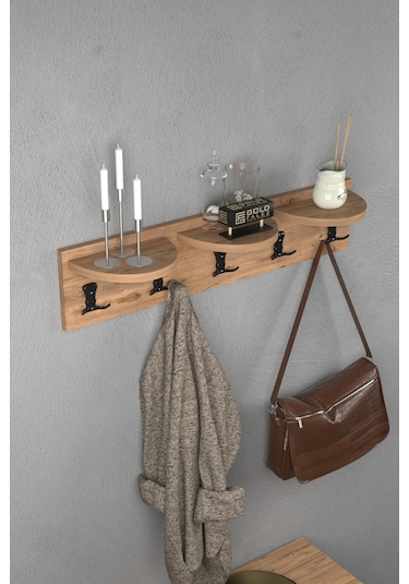 Askılık Duvar Elbise Askılığı Portmanto 80 Cm Ceviz Diğer