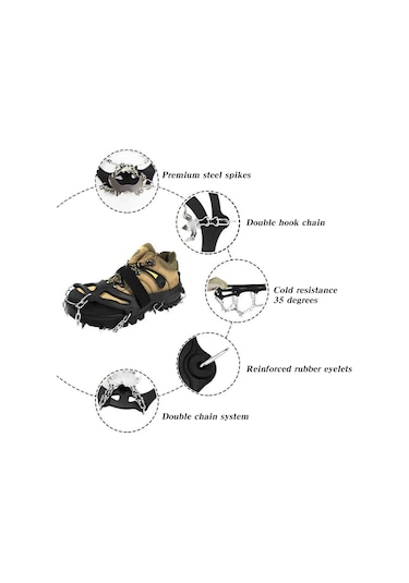 Vkemall "26 Dişli Paslanmaz Çelik Buz Tırmanış Ayakkabı Kızağı - Her Zemin İçin Kaymaz Taban"