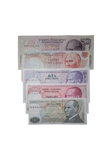 6. Emisyon 7. Emisyon 5 Adet Koleksiyon Eski Kağıt Para. Antika Para .
