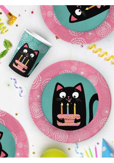 Nd Plej Tek Kullanımlık Ürünler - Tabaklar - Bardaklar - Kedi 31343374 25