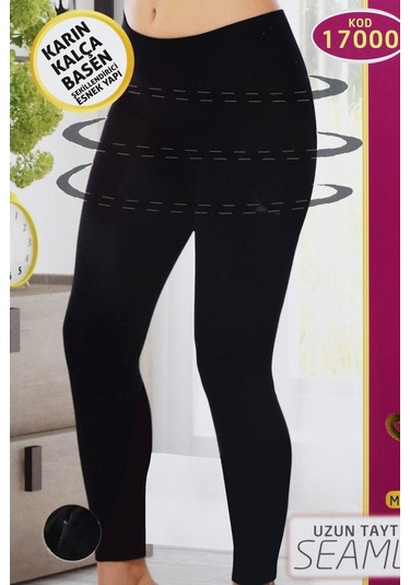 Korseli Dikişsiz İz Yapmaz Bayan Uzun Tayt 17000 Siyah