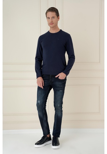 Tr 875 Slim Fit Lacivert Klasik Triko Lacivert