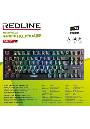 Redline RGK-901 RGB Oyuncu Klavye