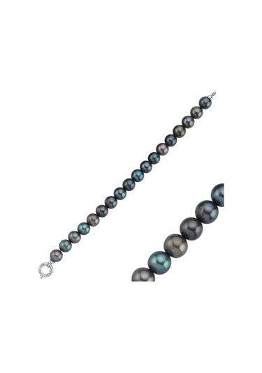 10,5 Mm Siyah İnci Bileklik 18 Cm / Beyaz Beyaz Beyaz Altın