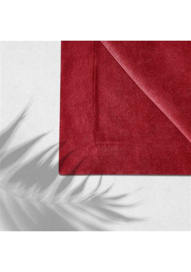Kadife Dokulu Masa Örtüsü Kırmızı-635