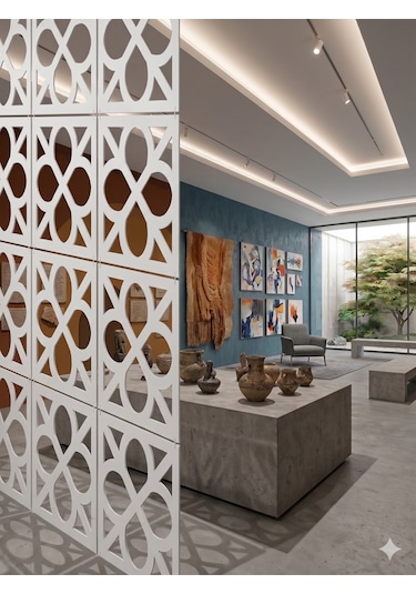 Lazer Kesim Paravan, Ahşap Separatör, Oda 4'lü Panel Levha Model22 40 X 40 Cm