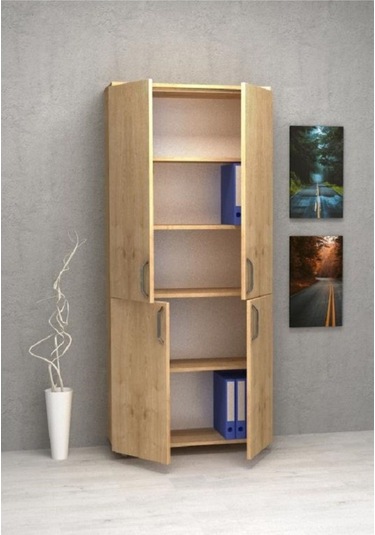 Kobiç Ofis Dosya Dolabı Kilitli Tam Kapak Suntalam Dolap 70x35x185 Cm Meşe Meşe