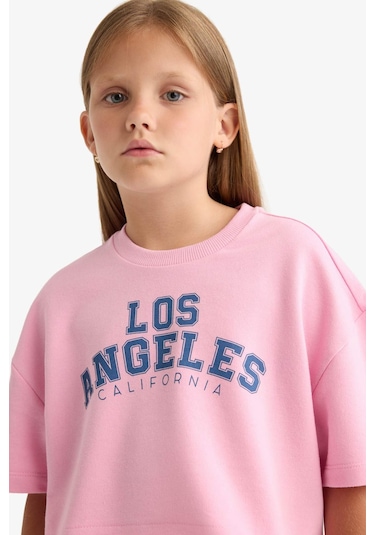 Defacto Kız Çocuk 2li Takım Baskılı Kısa Kollu Tişört Beli Lastikli Eşofman Altı E6414a825aupn649 Pembe