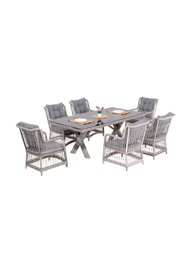Lavida Bahçe Masa Takımı Rattan Balkon Masa Seti 100x180
