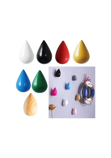 Suntek Duvar Askısı Su Damlası Banyo Kapısı Mont Şapka Tek Kanca Tutucu S Mavi Çok Renkli