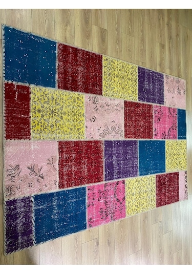 Çam Halı Pw726 Multi El Dokuma Patchwork Yün Halı - 170x240