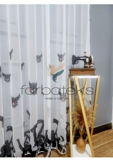 Tül Perde Bjk Karakartal Taraftar Siyah Beyaz 2kat Pileli Tül Perde Siyah-beyaz