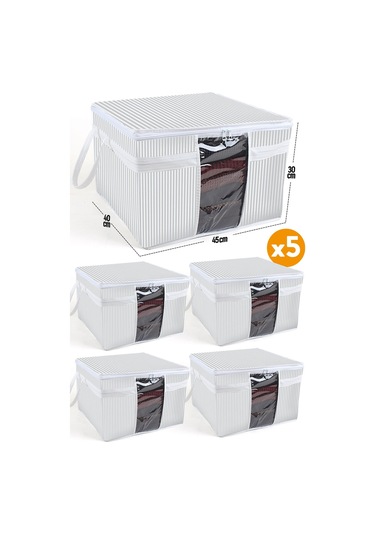 5 Adet - Pencereli Kazak Kıyafet Hurcu 45 X 40 X 30 Cm Renkli