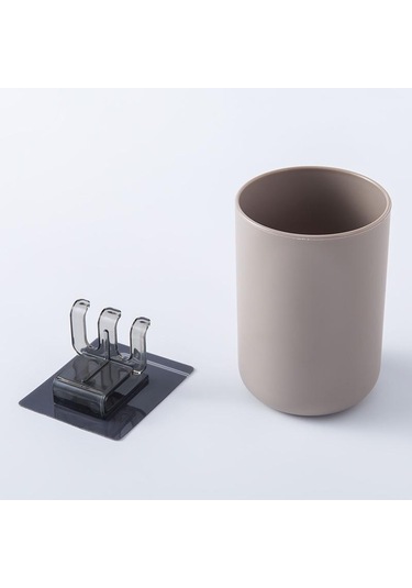 Kahverengi Duvara Monte Diş Fırçası Tutucu Seti Kahverengi