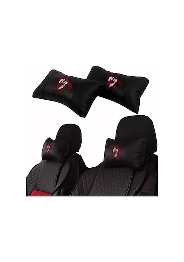 Tazmanya Araca Özel Nakışlı Oto Deri Boyun Yastığı