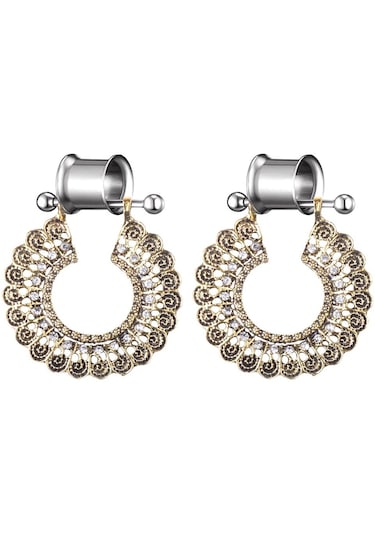 Homyl 1 Çift Paslanmaz Çelik Kulak Ölçer Tünel Kiti Altın