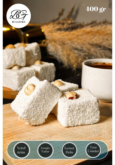 Sütlü Fındıklı Çifte Kavrulmuş Sultan Lokum - Türk Lokumu - 400 Gr