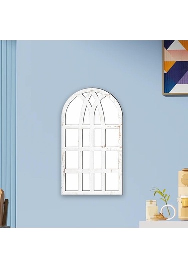 Pazly Suntek Monte Kemerli Duvara Dekoratif Camı Bölmesi Beyaz Ayna Akrilik Bp Beyaz