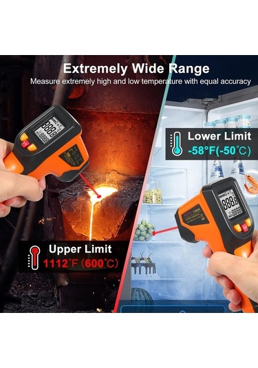 Pazly T600a Temassız Kızılötesi Termometre -58 C İle +600 C Dijital Ölçüm Wb