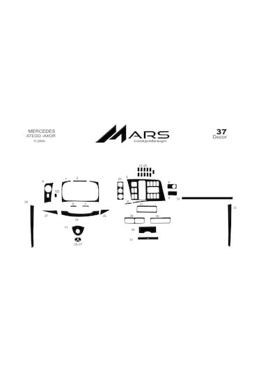 Mercedes Atego Axor Konsol-torpido Kaplama 2004 37 Parça-piano Black Piano Black