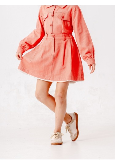 Kız Çocuk Garnili Kot Etek 2603 Turuncu