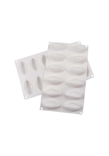 12 Kavite Silikon Kek Fondan Kalıbı Formu Quenelle Şekilli Kalıp Mus Kek Aracı - Wk Çok Renkli