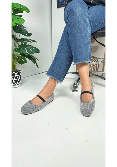 Günlük Kadın Babet Peluş Lastikli Oval Burunlu Alçak Topuklu Tırtıklı Tabanlı Ayakkabı 369 Gri Günlük Kadın Babet Peluş Lastikli Oval Burunlu Alçak Topuklu Tırtıklı Tabanlı Ayakkabı 369 Gri