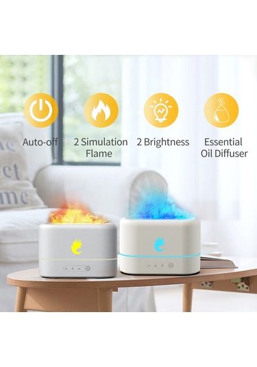 Mavi & Kırmızı Simülasyon Alev Nemlendirici 2 Parlaklık Işığı Sessiz Soğuk Sis Usb Hava Nemlendirici Aromaterapi Uçucu Yağ Difüzörü Ev Ofis Yatak Odası Bebek Odası