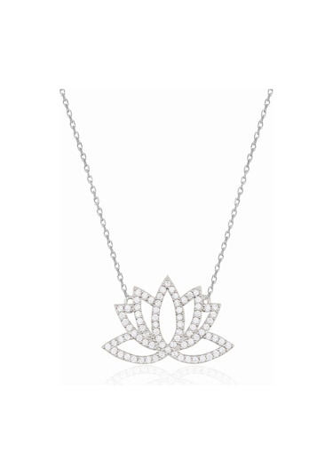 925 Ayar Gümüş Lotus Çiçeği Kolye (537780437)