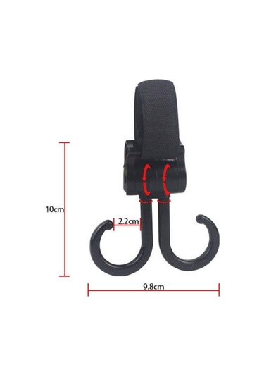 Mcg 2li Bebek Arabasına Uyumlu Cırtlı Eşya Taşıma Aparatı 360 Derece Dönebilen Plastik Kanca Renkli