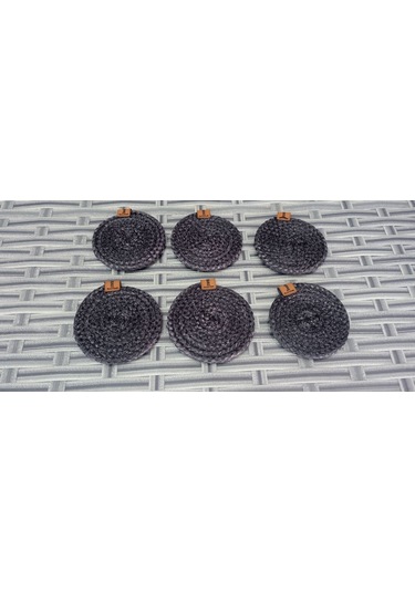 6 Adet Hasır Bardak Altlığı Çay Kahve Fincan Altlığı Antrasit Antrasit