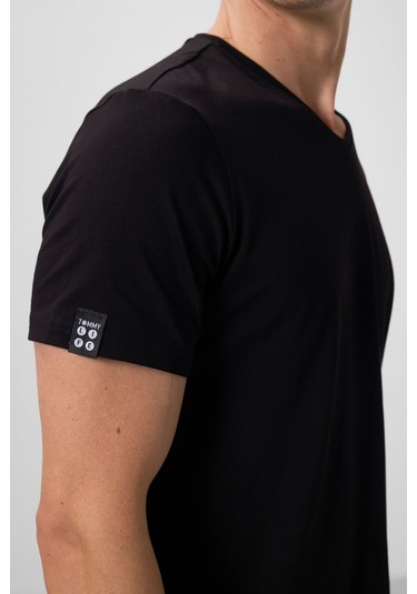 Tommy Lıfe Siyah Erkek Basic Kısa Kol Standart Kalıp V Yaka T-shirt - 87912 T10er-87912 001