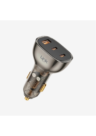 C506 Şeffaf 80w Çift Pd 30+20w & Qc 30w Süper Hızlı Araç Şarj C Siyah