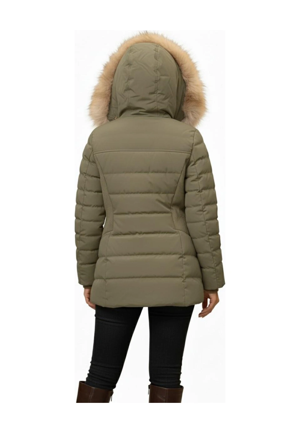 Kadın Büyük Beden Spor Kapüşonlu İçi Peluş Mont M5306 Bgl-st04892 Haki