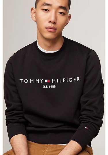 Erkek Logo Nakışlı V Yaka Sweatshirt - Siyah Triple Black