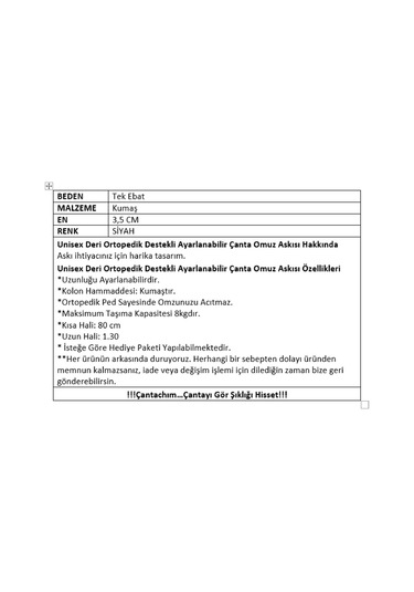 Çantachım Ayarlanabilir Çanta Omuz Askısı