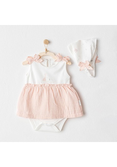 Kız Bebek Elbise Takim Dress Band Set Love Family Ac25505 SOMON