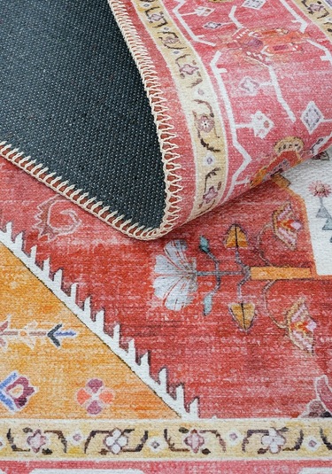 Cool Halı Beylerbeyi By 837 Pembe Halı Etnik Desenli Otantik Ev Salon Halısı Yıkanabilir Şönil Halı