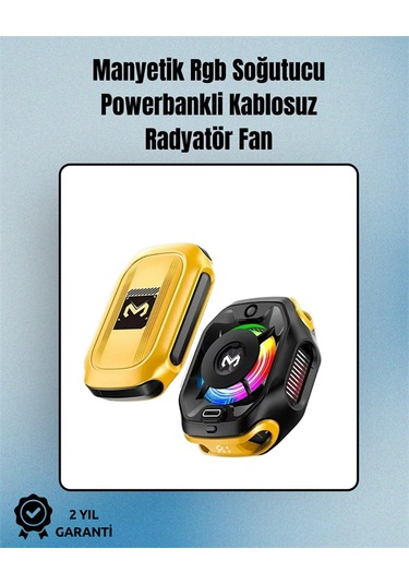 Rgb Işıklı Girdap Fanlı Mobil Soğutucu Manyetik Montaj Type-c Girişli