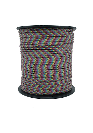 Mg Ropes Paracord İp 4 Mm Mor Mavi Sarı Desen No:67 10 Metre Çok Renkli