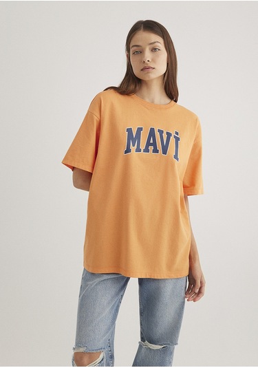 Mavi - Mavi Logo Baskılı Turuncu Tişört 1600843-71407 Turuncu