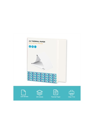 Youtek A4 Termal Yazıcı Kağıdı 200 Yaprak - Suya Ve Yağa Dayanıklı, Peripage A40 Uyumlu